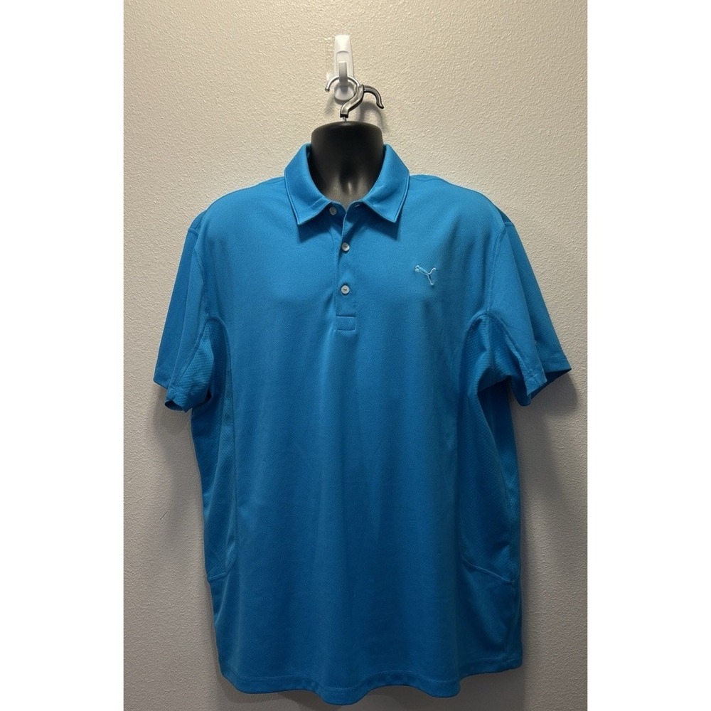 Puma Polo Golf Shirt‎ Mens Blue Cool Cell Performance Lifestyle Golf Size XXL